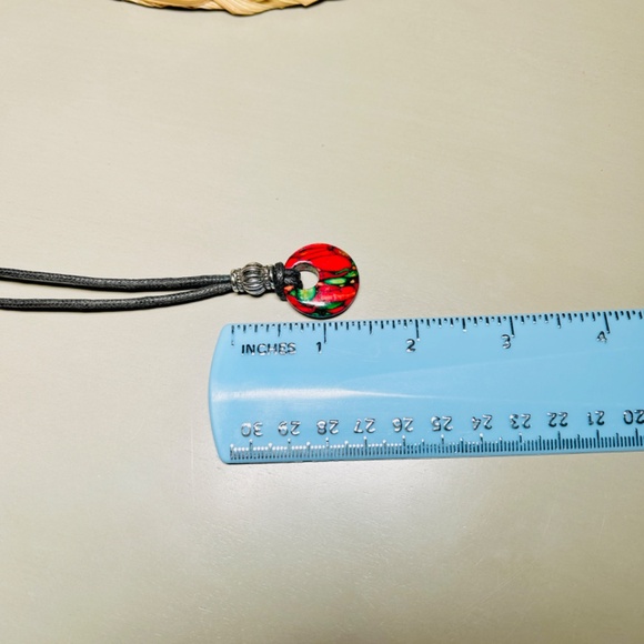 Artisan made Enameled Wooden Pendant Choker Necklace - Picture 8 of 9